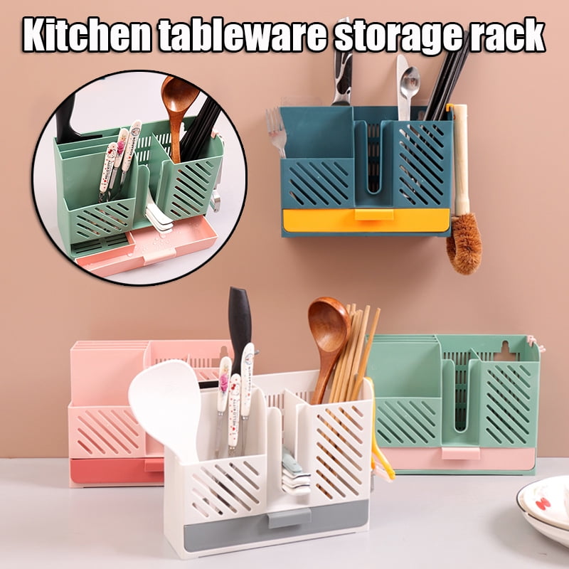 2 Divided Cutlery Storage Holder Spoon Chopsticks Basket Kitchen Organizer New 