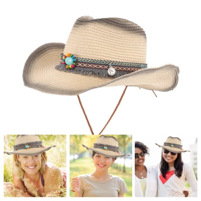 BEADCEST Sombrero De Sol De Paja Ajustable Para Exteriores Con Estilo Occidental Para Y Actividades