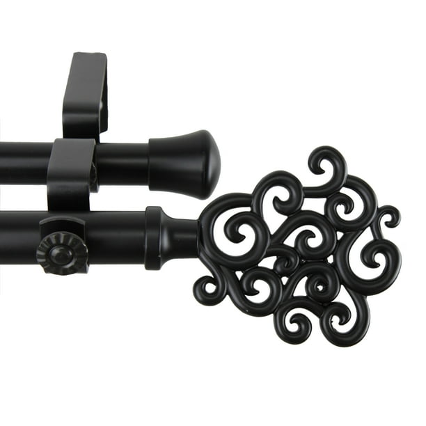 Instyledesign Cloud Adjustable Black Double Curtain Rod Walmart Com Walmart Com