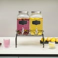 thumbnail image 4 of Basicwise 2-Pcs Glass Drink Dispenser Set with Metal Stand, Stainless Steel Spigots and Chalkboard Signs - Ideal for Serving Beverages, Water, Lemonade and Juice at Picnics, Camping Trips and Parties, 4 of 10