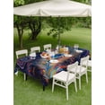 thumbnail image 5 of 60x84 Inch Outdoor Tablecloth with Umbrella Hole Zipper Rectangle Purple Peacock Feather Rectangular Tablecloths Outside Waterproof Abstract Colorful Patio Table Cloth Cover for Picnic Party, 5 of 8