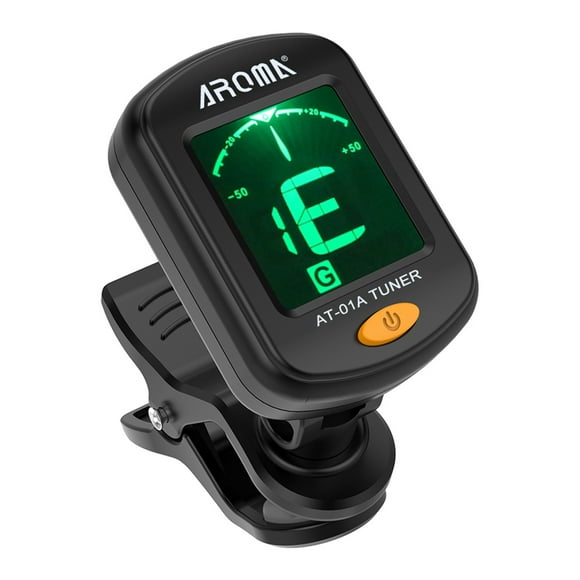 AROMA AT-01A Rotatable Clip-on Tuner LCD Display for Chromatic Guitar Bass Ukulele Violin