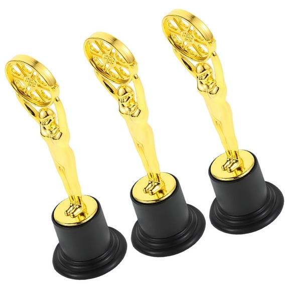 LEORX 3pcs Winner Competition Trophy Delicate Trophy For Awards Golden Plastic