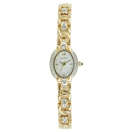 Elgin Ladies Goldtone and Austrian Crystal Watch, Mother of Pearl Dial
