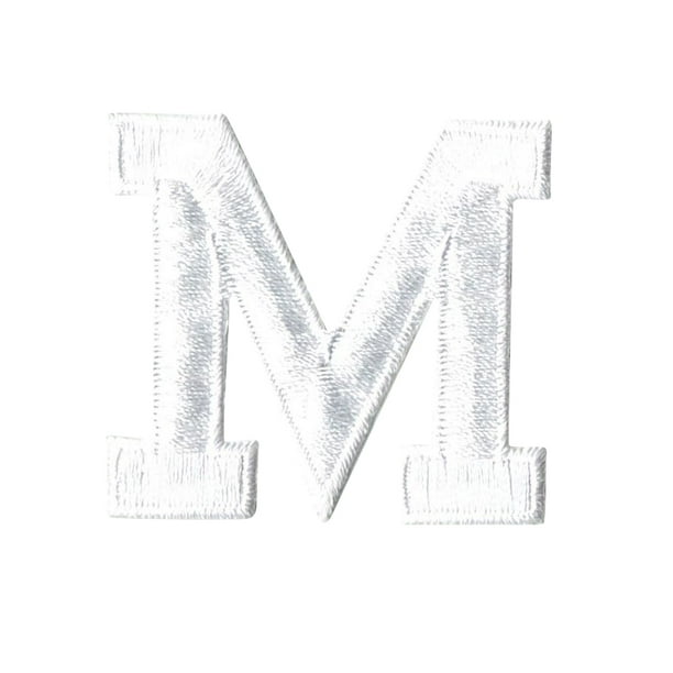 Alphabet Letter  M  Color White  2" Block Style  Iron On