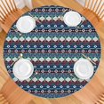 thumbnail image 2 of Vibrant Boho Floral Design Elastic Border Tablecloth - Round Table Cover for Dining Room - Fits 52 to 56 Inch, 2 of 7
