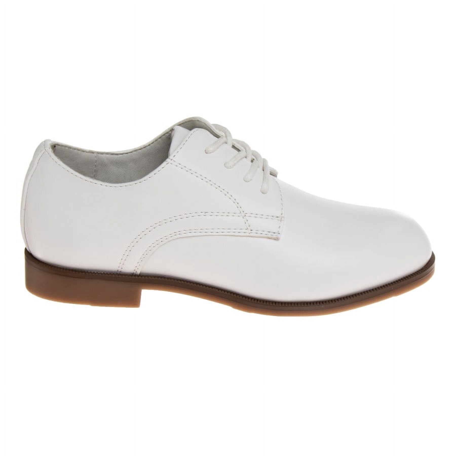 Josmo Boys Little Kids Classic Dress Shoes with Lace Up Closure, White, 2.5