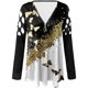 thumbnail image 4 of Pntutb Moda Mujer Hollow Out Cremallera Estampado Cuello en V Camiseta Manga Larga Casual tops Pntutb Pntutb-4619, 4 of 4
