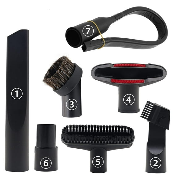 Vacuum Attachments Accessories, 1 1/4 inch Vacuum Cleaner Tools Kit Vacuum Dusty Brush with 32mm (1 1/4) inch & 35mm (1 3/8) inch Standard Hose Adapter, 7 Pack