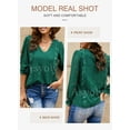 thumbnail image 5 of Asyoly Women's Casual Long Sleeve Blouse Lace Crochet V Neck Button Keyhole Back Top Shirt, 5 of 6