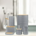 thumbnail image 3 of CERBIOR Bathroom Accessories Set 6 Pcs Bathroom Set Ensemble Complete Soap Dispenser Toothbrush Holder Tumbler Soap Dish Toilet Cleaning Brush Trash Can, Grey, 3 of 11