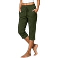 thumbnail image 2 of Cotton Capris for Women Loose Fit Casual Summer Pants Fashion Comfortable Capris Loose Capris Womens Trousers Wide Waistband Wide Leg Pull On Pants Stretchy Work Pants Elastic Waist Blackish Green L, 2 of 9