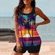 thumbnail image 4 of Trajes de baño tankini para mujer Trajes de baño de dos piezas con espalda de tiras y estampado conservador para mujer Traje de baño de dos piezas para mujer, 4 of 6