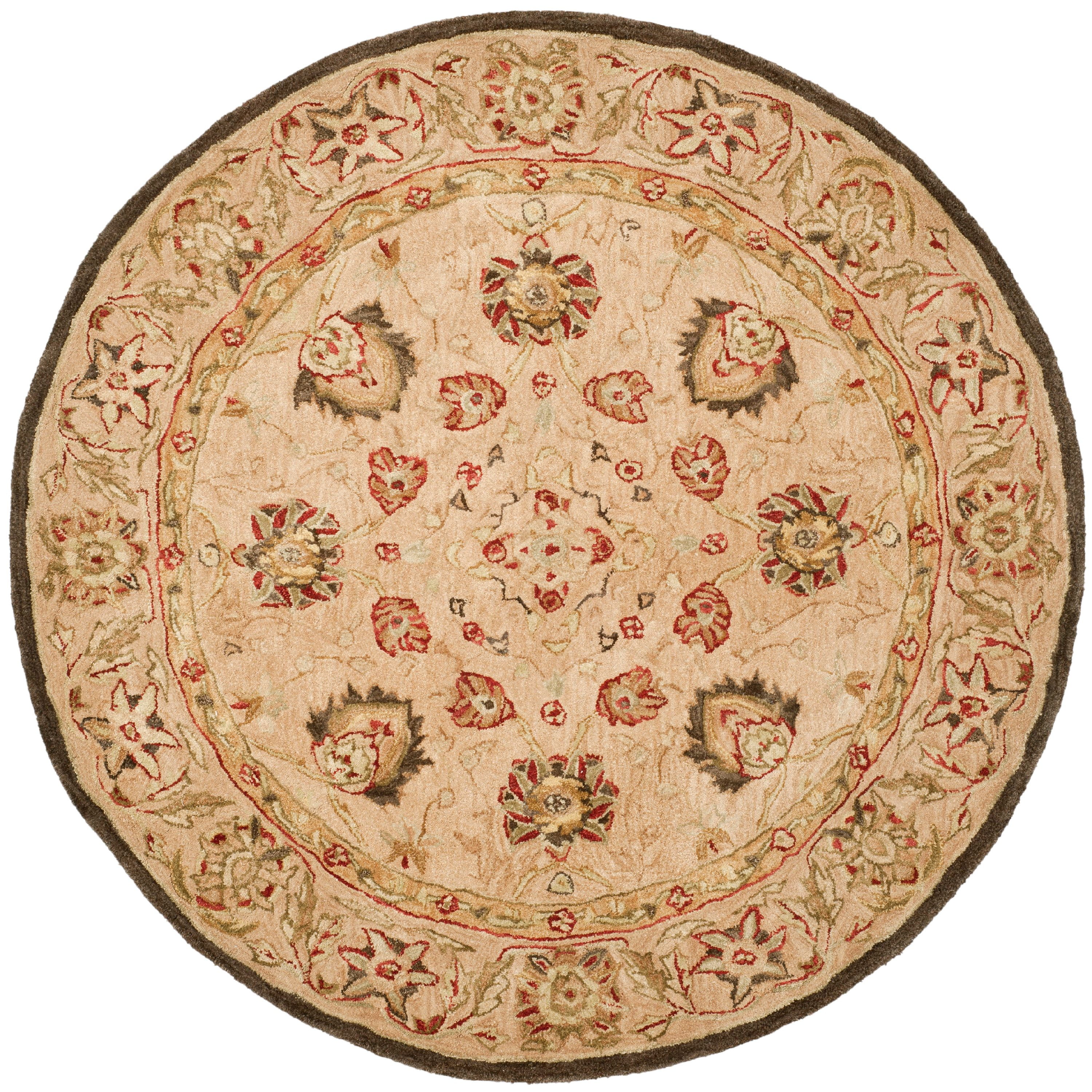 SAFAVIEH Anatolia Venice Traditional Wool Area Rug, Beige, 6' x 6' Round
