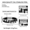 thumbnail image 7 of Jewmon Black Leather Bracelet for Men Silver Tone Beads Wrist Cuff Bangle Magnetic Clasp Gift for Dad, 7 of 7