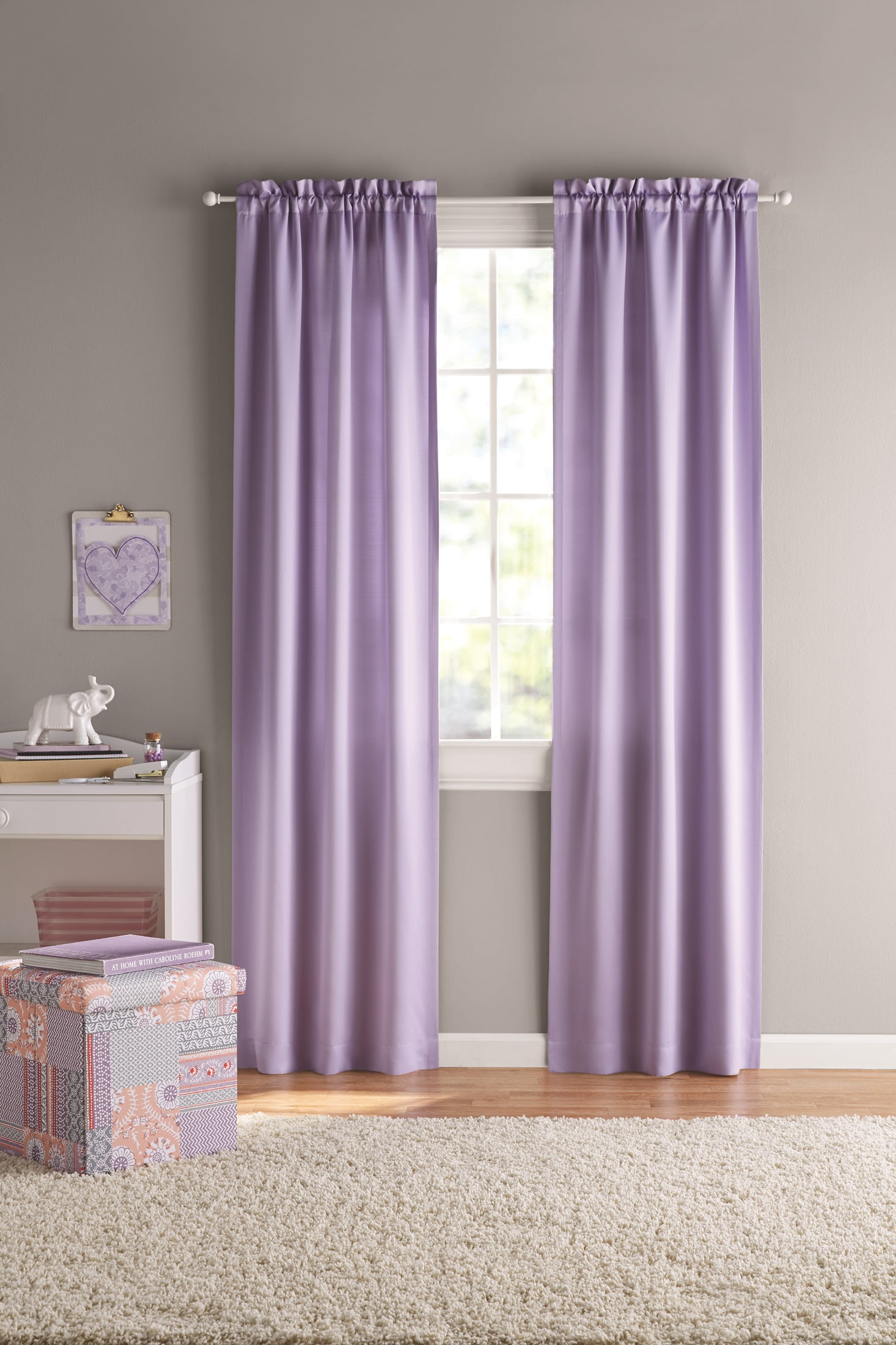Your Zone Solid Blackout Curtain Panel Pair, Set of 2, Lilac Bud, 30" W x 95" L