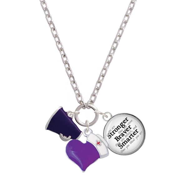 Delight Jewelry Silvertone Small Purple Megaphone - Purple Heart Nurse Strong Zoe Necklace