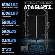 Mikolo Power Rack Cage, 1500LBS Weight Cage with 800LB Capacity Adjustable Weight Bench, 1500LB Capacity Barbell and 230LB Weight Plate set Black