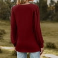 thumbnail image 4 of up to 60% off Gifts Usmixi Clearance Sale Sweatshirt for Women Casual Solid Lightweight Chiffon Lantern Sleeve Ladies Pullover Tunic Tops Winter Trendy Plain V-Neck Long Sleeve Blouses, 4 of 4