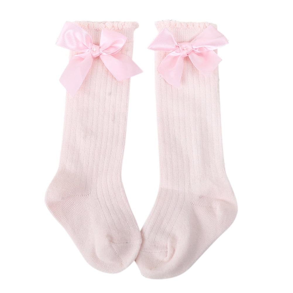 Toddler Kid Baby Girl Knee High Long Socks Bow Cotton Casual Stockings 0-4 Years