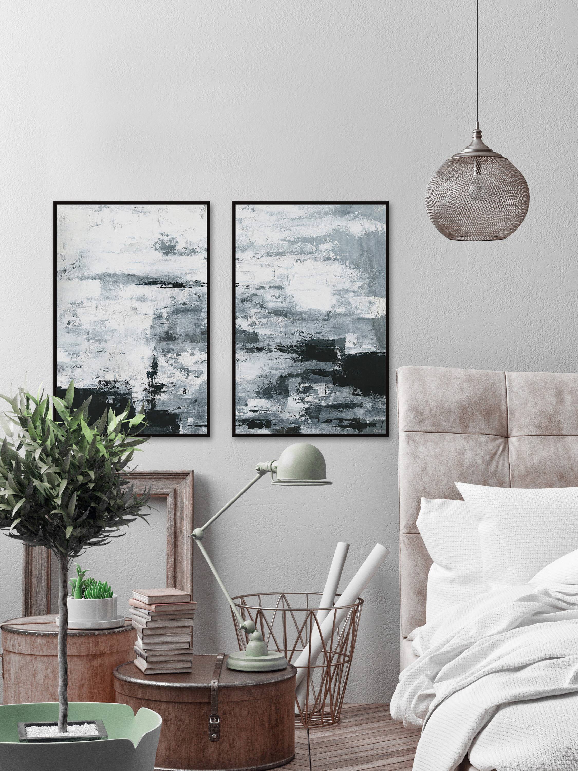 Black and White Smudges Diptych