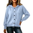 thumbnail image 3 of Maplenight Hooded Cardigans for Women Button Down Knit Sweater Long Sleeve Drawstring Casual Fall Lightweight Sweaters, 3 of 7