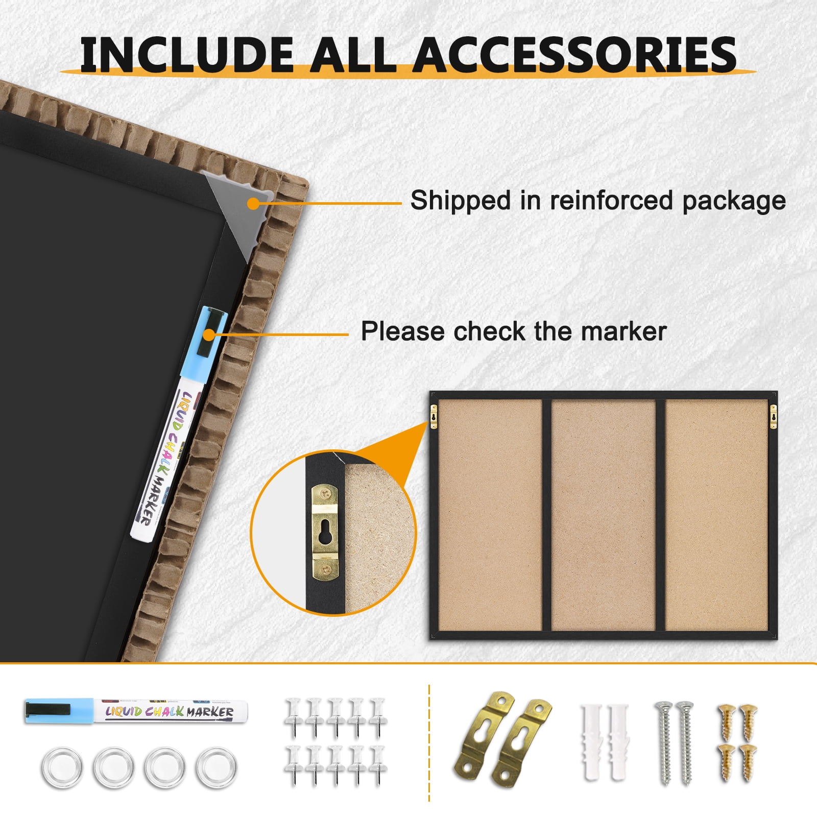 3 In 1 Magnetic Whiteboard Corkboard Chalkboard Combo Wall Board Combination Board Cork/Whiteboard/Chalkboard Combo Bulletin Dry Erase Calendar Whiteboard Weekly Message Organizer 20"x28", Black