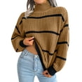 thumbnail image 1 of ZAXARRA Pull Col Roulé Ample pour Femmes Manches Longues Rayé Printemps Automne Mode Urbaine, 1 of 7