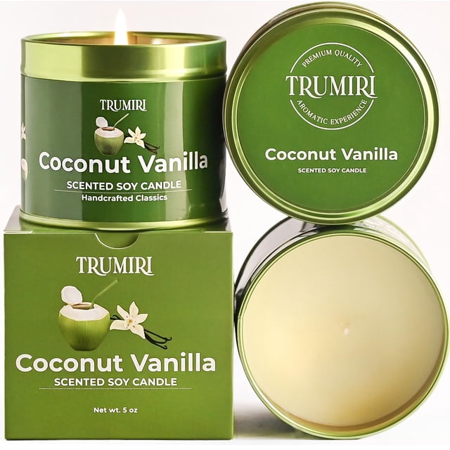 Cera de soja Candle TRUMIRI con aroma a coco y vainilla, 142 g