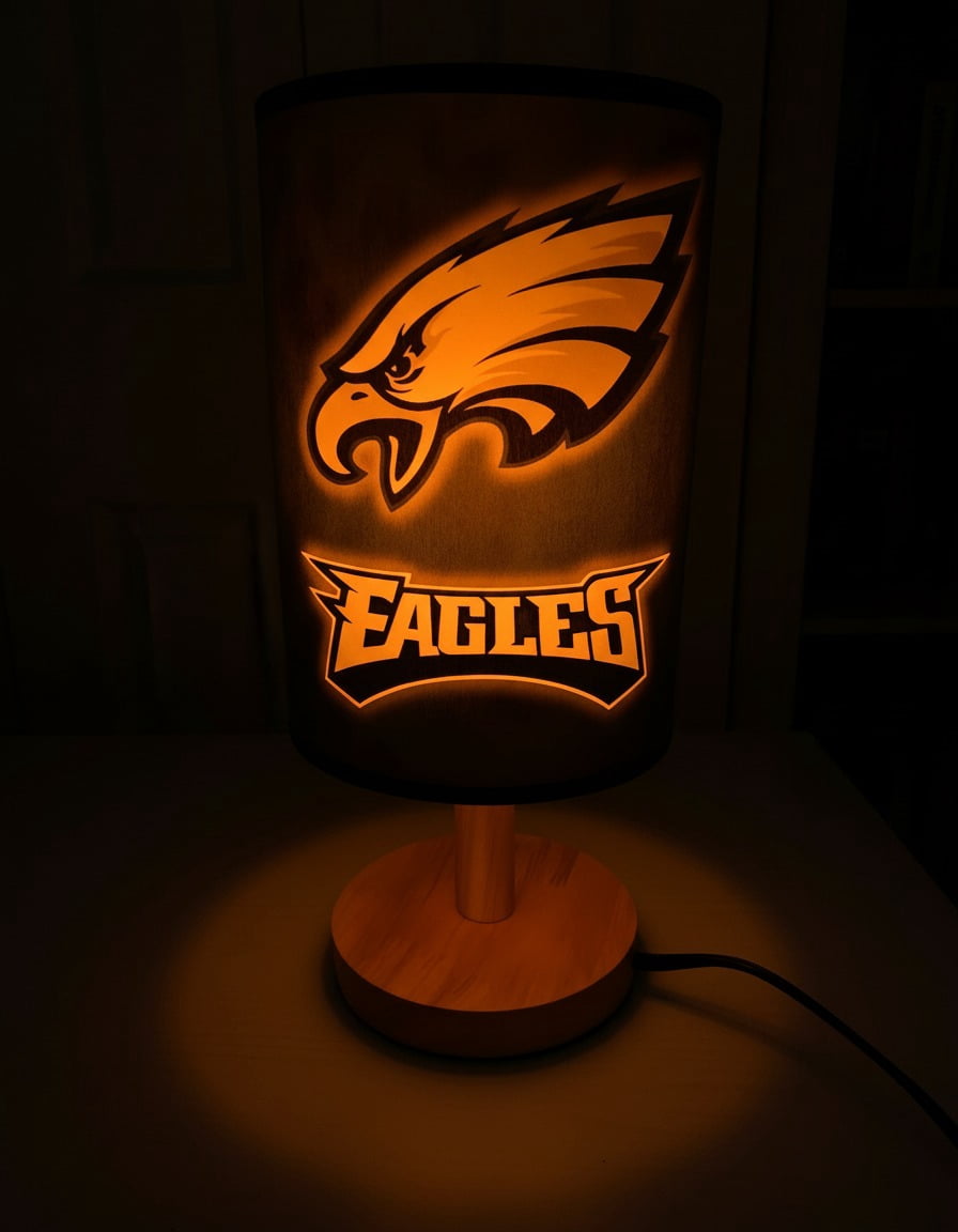 Dark Green Eagles Table Lamp Night Light Wood Base Room Decoration or Great Gift Ideas