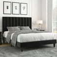 thumbnail image 3 of Allewie Full Size Velvet Upholstered Bed Frame with Vertical Channel Tufted Headboard, Black, 3 of 10