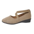 thumbnail image 3 of Willtoo Womens Crisscross Elastic Strap Wedge Flats Comfort Slip‑On Mary Jane Shoes Soft Lightweight Non‑Slip Round Toe Casual Walking Shoes, 3 of 6