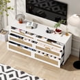 thumbnail image 2 of 59" Rattan Dresser with Drawers, 6 Drawer Dresser for Bedroom, Clothes Storage Cabinet for Bedroom, Metal Handle&Wood Legs for Hallway, Living Room, Bedroom,White, 2 of 6