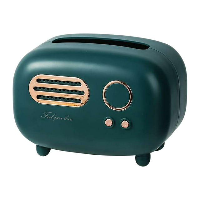 Vintage Radio Tissue Box Removable Paper Dispenser for Hotel Decorative Green