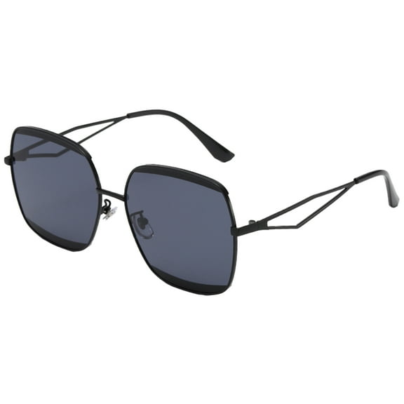 Retro square hollow sunglasses fashion trend big frame sunglasses, made of PC and metal - black