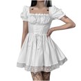 thumbnail image 1 of Vestido de encaje con corsé de manga abullonada oscura a la moda para mujer Fridja  qw523, 1 of 9
