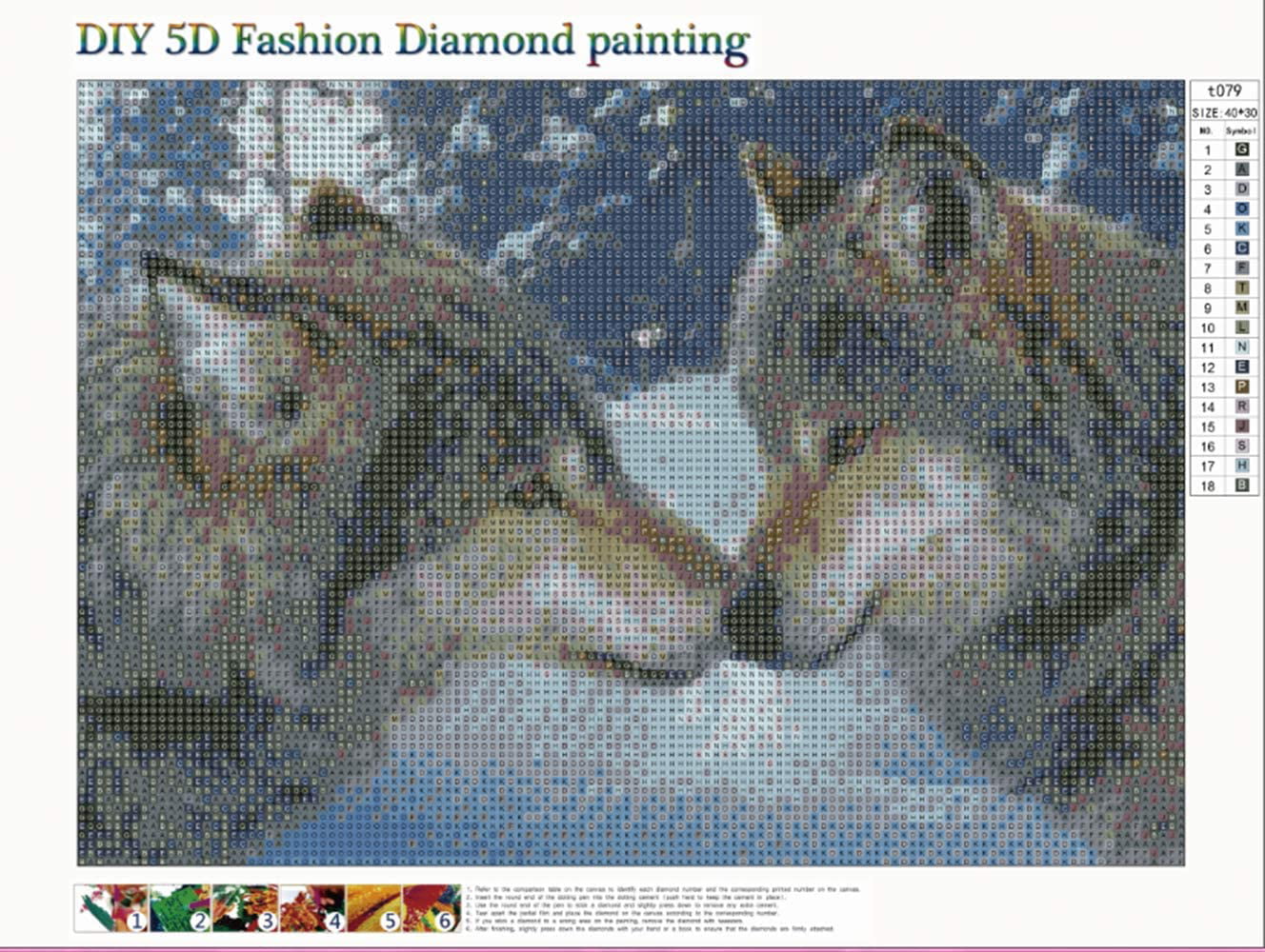 Wolf Painting - Two Five 5D Diamond Painting Set Full Diamond DIY Rhinestone Embroidery Cross Stitch Art Craft Home Wall Decoration