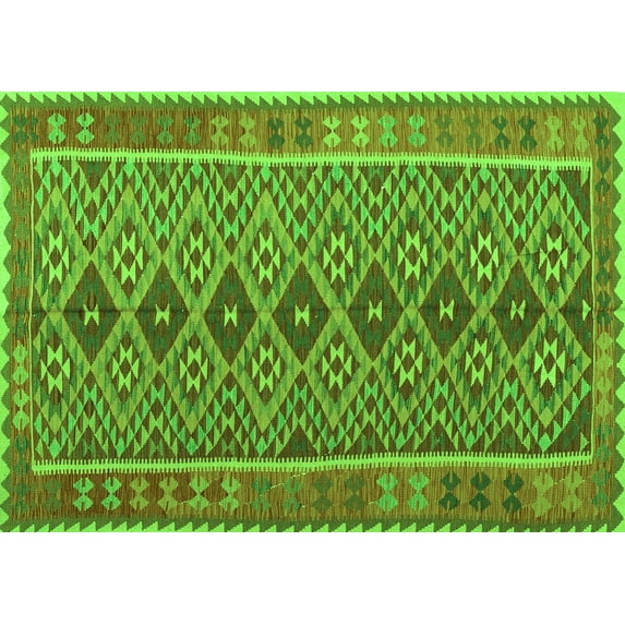 Ahgly Company Indoor Rectangle Oriental Green Traditional Area Rugs, 2' x 3'