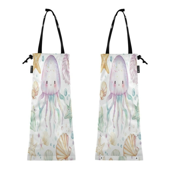 Qxltty Jellyfish Shell Figure 2 Pack Washable Eco-Friendly Seat Back Hanging Car Trash Bag for Travelling Picnic Outdoor