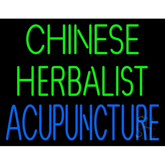 Chinese Herbal Acupuncture LED Neon Sign 24 x 31 - inches, Black Square Cut Acrylic Backing, with Dimmer - Bright and Premium built indoor LED Neon Sign for Defence Force.