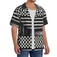thumbnail image 4 of Disketp Men's Hawaiian Black and White Checkerboard Trap Print Shirts Button Down Holiday Beach Shirts-X-Large, 4 of 7