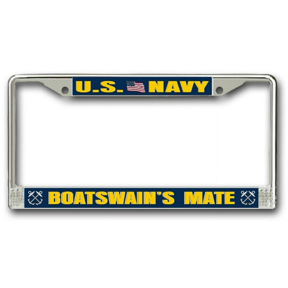 Navy Boatswain's Mate BM Chrome License Plate Frame