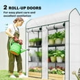 thumbnail image 6 of 3 Tier Mini Greenhouse, Small Portable Greenhouse with 2 Roll-up Doors, 56.3" x 18.1" x 65", White, 6 of 6