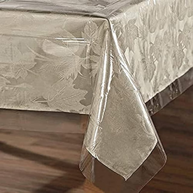 Clear Plastic Tablecloth x Vinyl PVC Rectangle Table Cloth Protector Oil Spill Proof Wipe Clean Table Cover for Dining Table Parties & Camping Crystal Clear