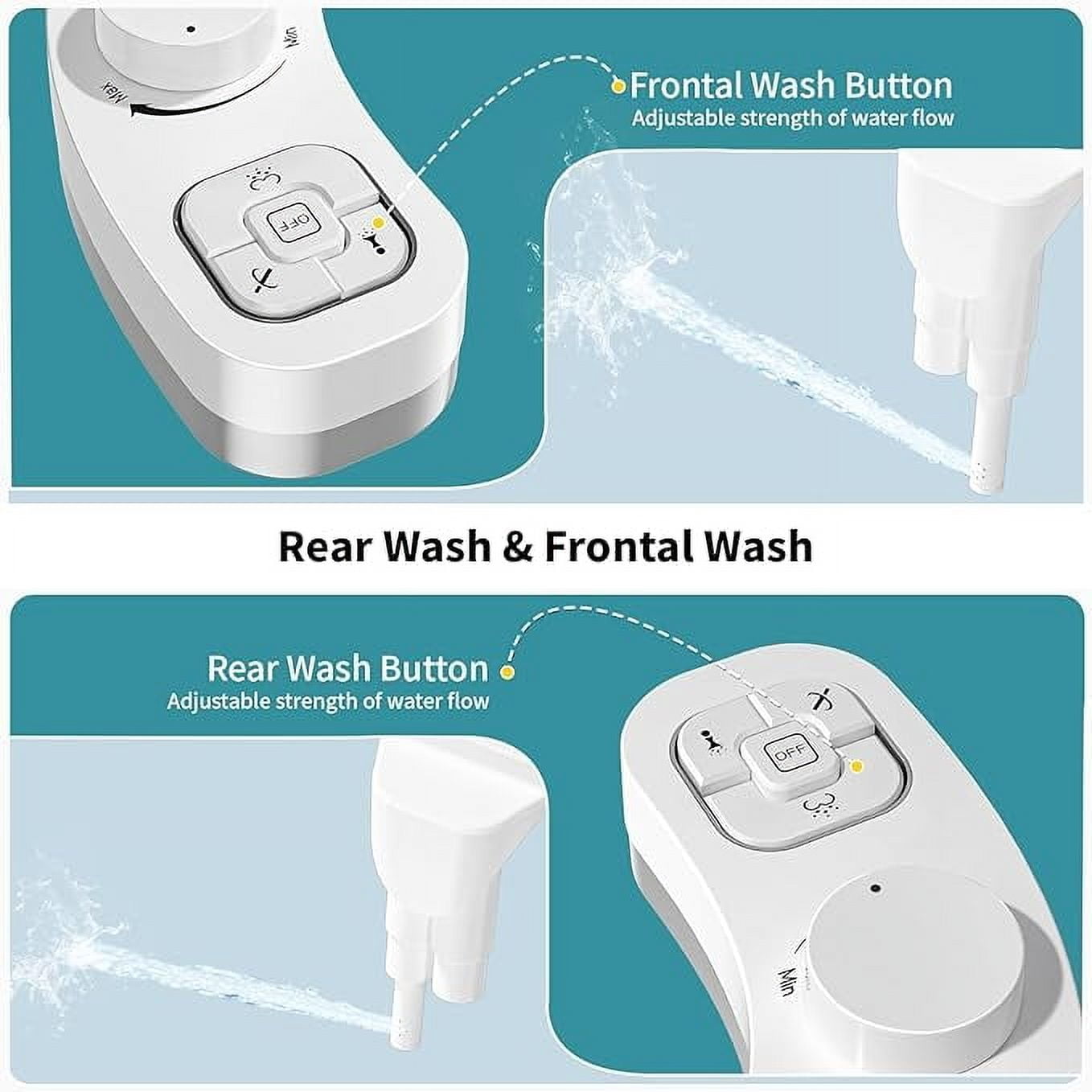 SAMODRA Non-Electric Bidet - Self Cleaning Dual Nozzle Bidet Attachment with Independent Adjustable Water Pressure (White)