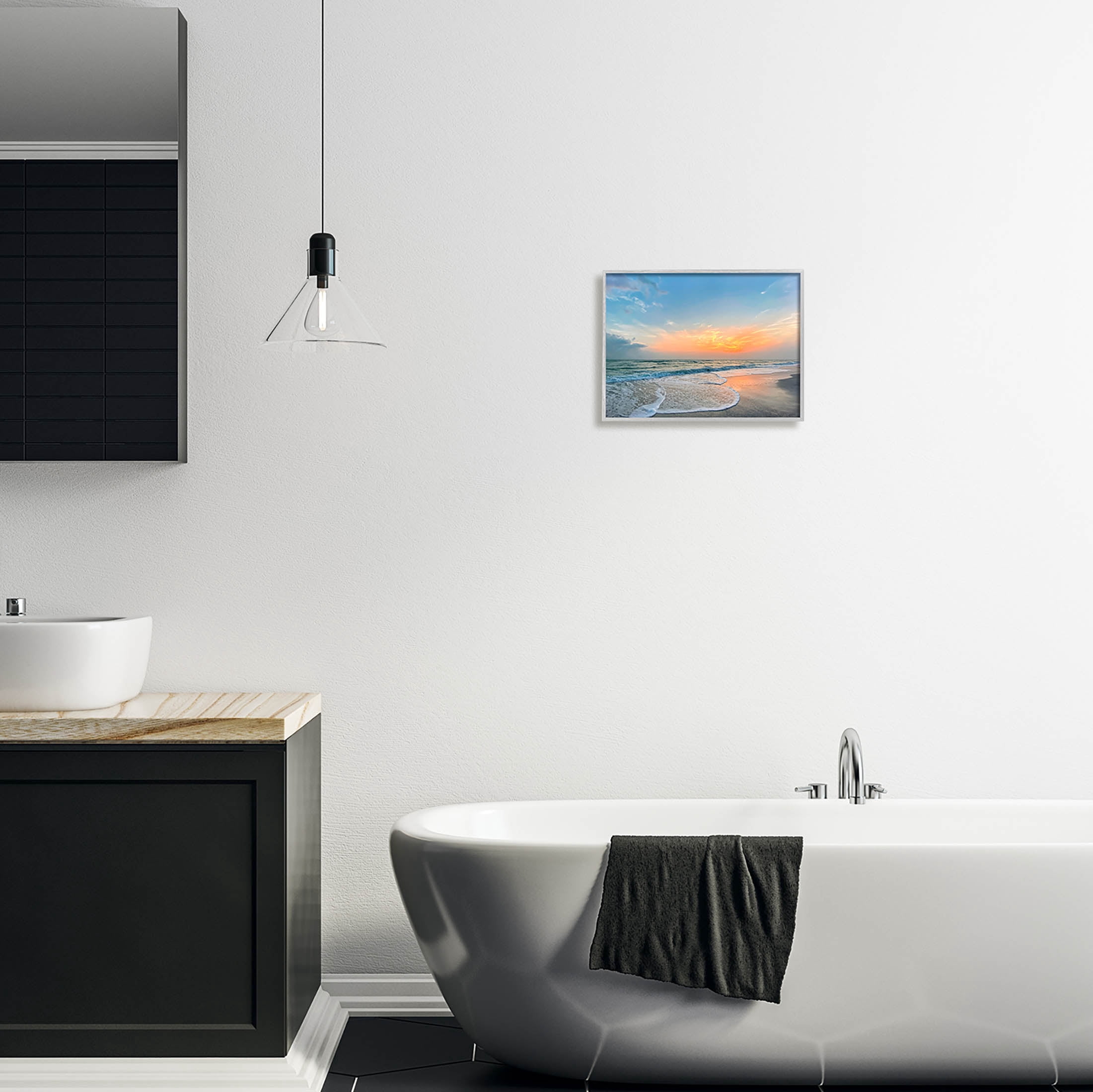 Stupell Industries Layered Beach Foam Sunrise Photograph Gray Framed Art Print Wall Art, Design by Mary Lou Photography