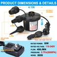 thumbnail image 6 of Electric Air Pump for Inflatables, Portable Air Mattress Pump with 3 Nozzles, 110V AC/12V DC Quick-Fill Electric Air Pump Inflator/Deflator for Pool Floats, Rafts, Air Beds & Toys, 6 of 7