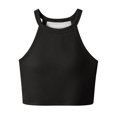 thumbnail image 3 of DDAPJ pyju Womens Halter Longline Sports Bra Padded Gym Athletic Workout Yoga Crop Tank Tops with Built in Bra Racerback Camisole Limited Time Sales Black S, 3 of 5
