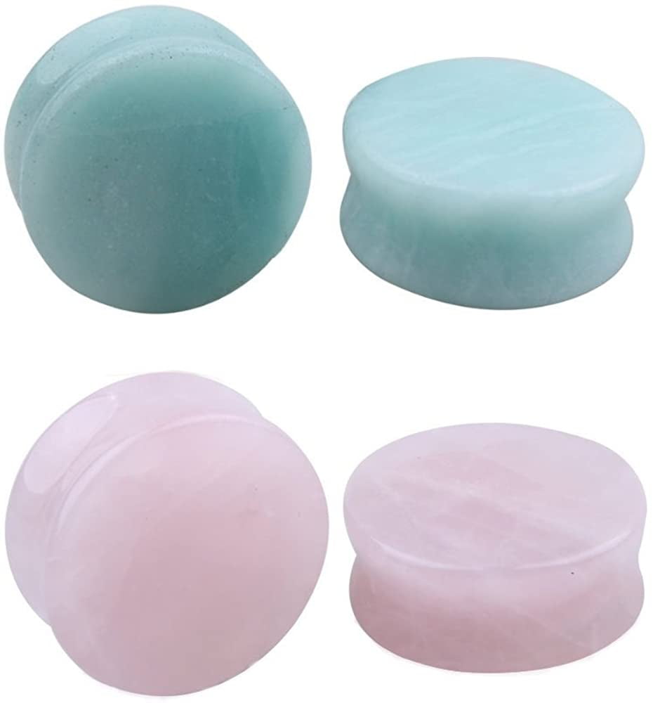 00 Jade Gauges SoScene Hand-Carved Opalite Rose Stone Ear Plugs - Organic Gauges For Stretched Ears 0 Gauge Ear Plugs