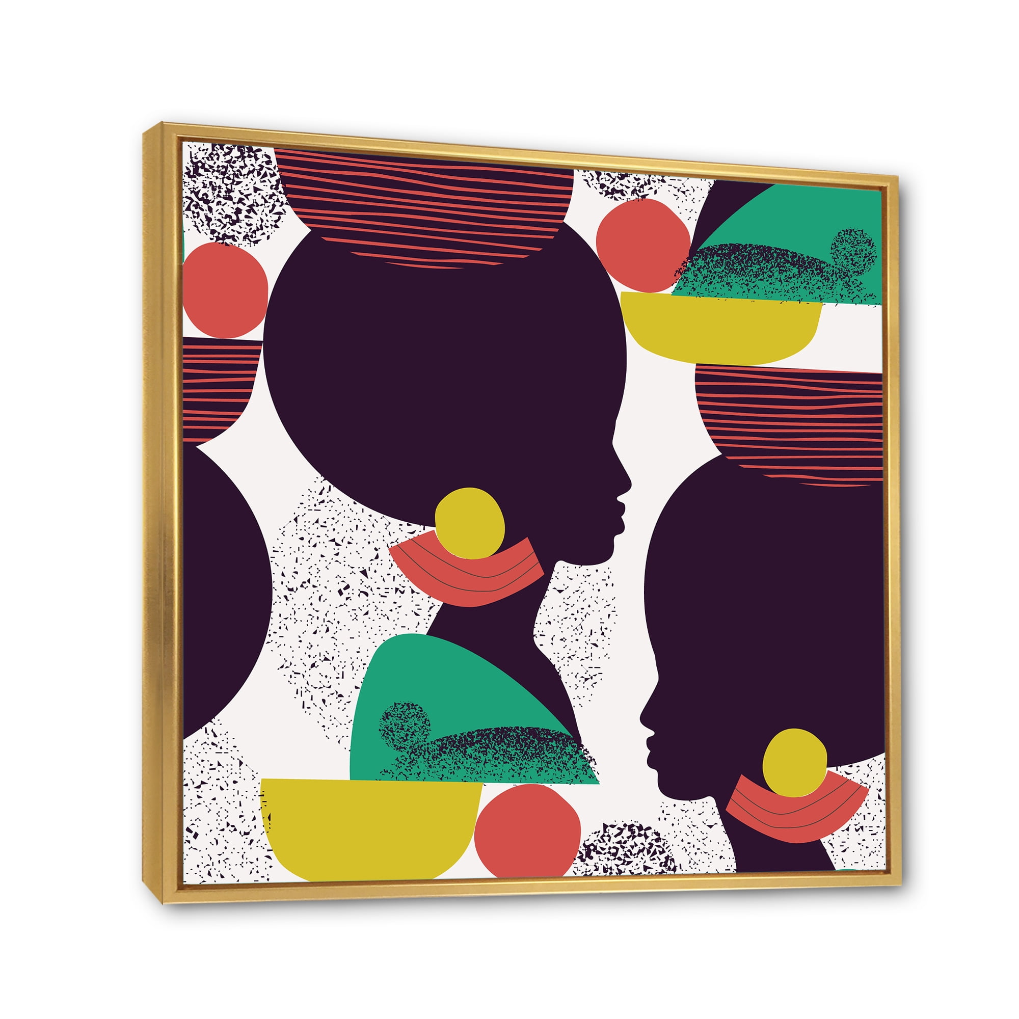 Designart 'Ethnic Geometric Silhouette of African American III' Modern Framed Canvas Wall Art Print